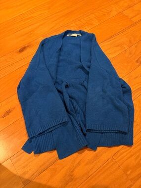Men's Deep Blue Open-Front Knit Cardigan